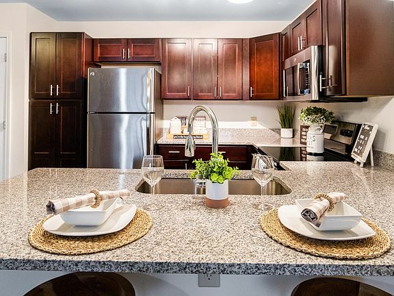 A modern layout paired with rich, contemporary finishes.