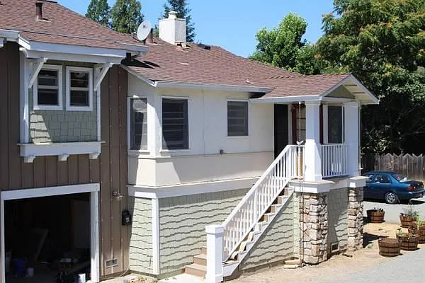 There are two duplexes on this property making it 4 units of 3 bedrooms, two bathrooms. This is the facade of 1308 Arroyo. The unit renting across from the bridge and creek which leads to downtown Napa.