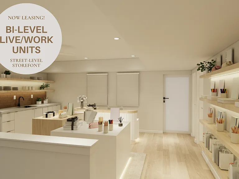 Bi-level work-live space with storefront
