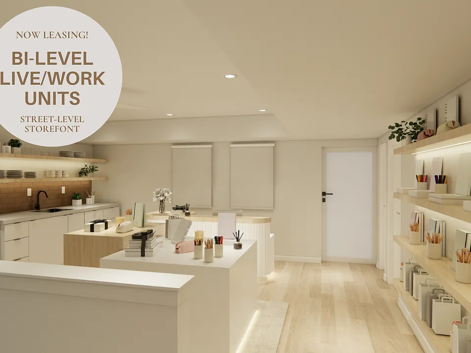 Bi-level work-live space with storefront