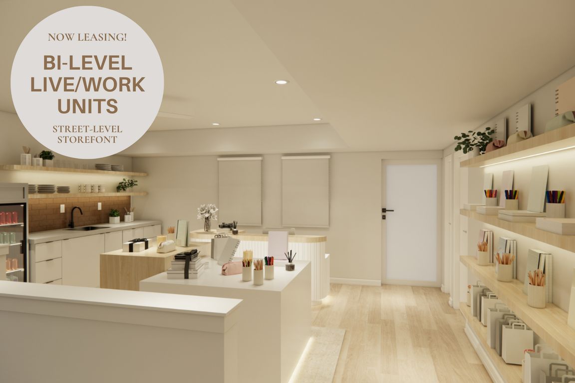 Bi-level work-live space with storefront