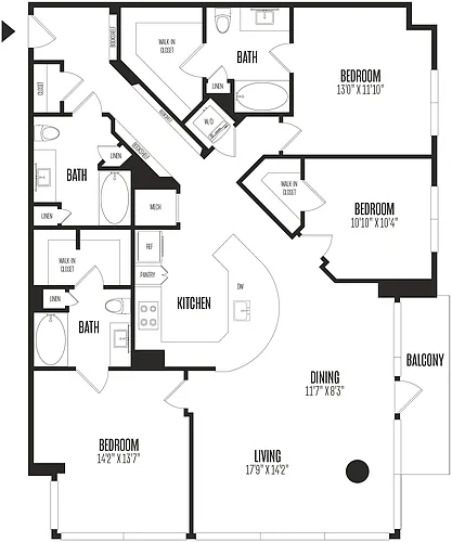 Floor plan 3 Bed/3 Bath-3B3