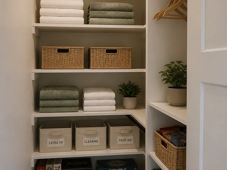 Linen closet.
Images are rendered with AI to show potential layout and staging.