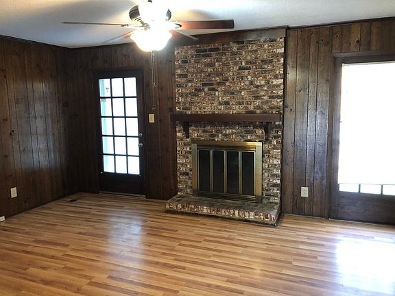 living room and fireplace