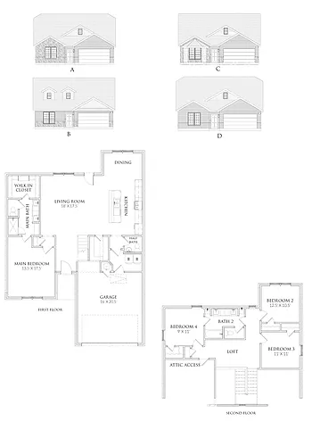 Floor plan 4 Bedrooms and 2 bathrooms