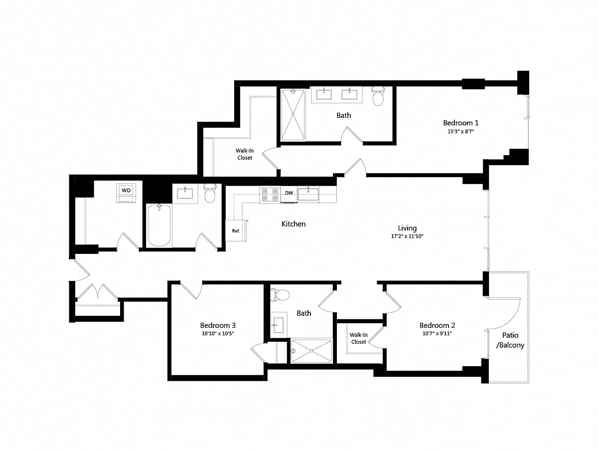 Floor plan 3 Bedroom - 3 Bath | C04