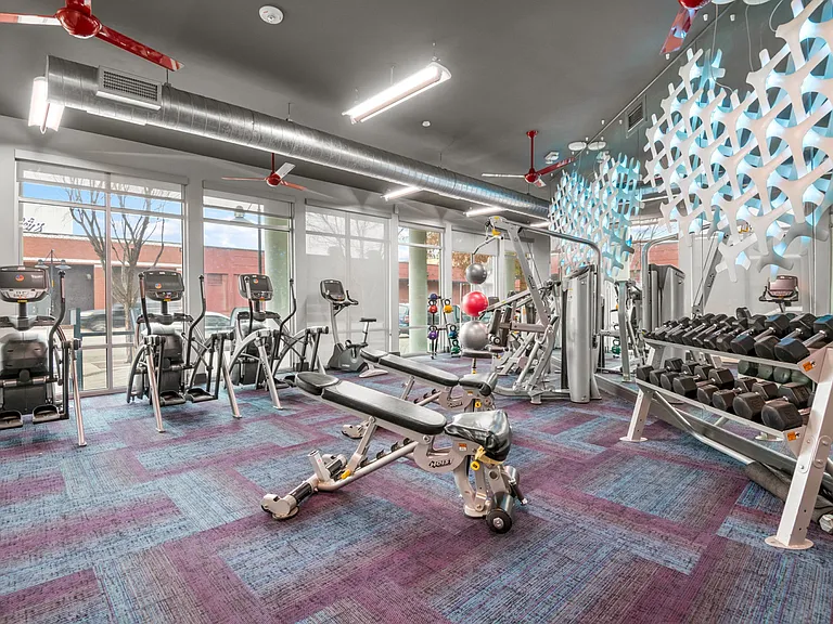 Fitness center at South Side Flats in Dallas TX