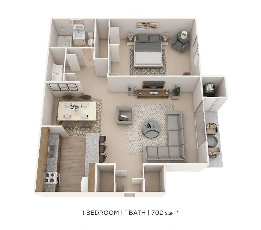 Floor plan One Bedroom - 702 sqft