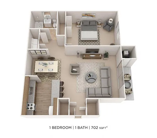 Floor plan One Bedroom - 702 sqft