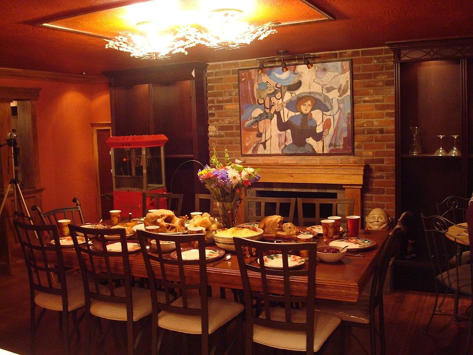 Dining room looking at fireplace