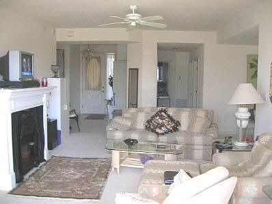 living room before new floors added
