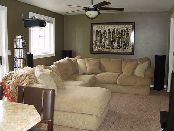 Family room wired for surround sound