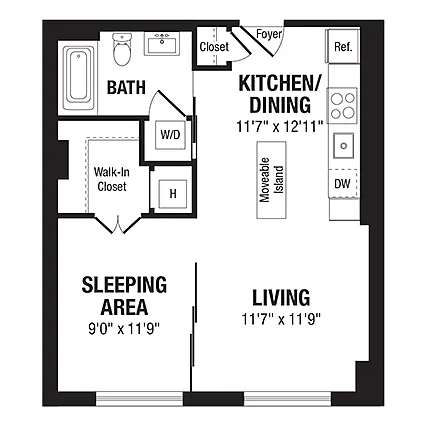 Floor plan 1 Bed/1 Bath-A3