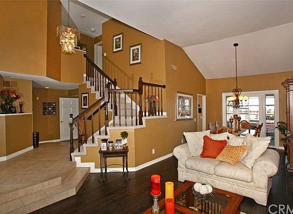 Entry way looking into living and dining room.
