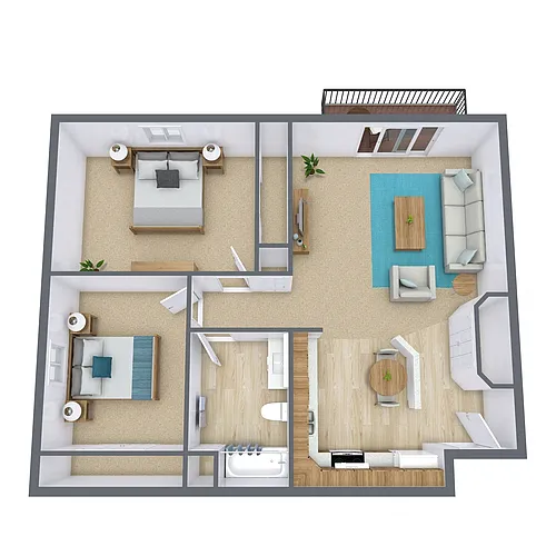 Floor plan Two Bedroom 21A