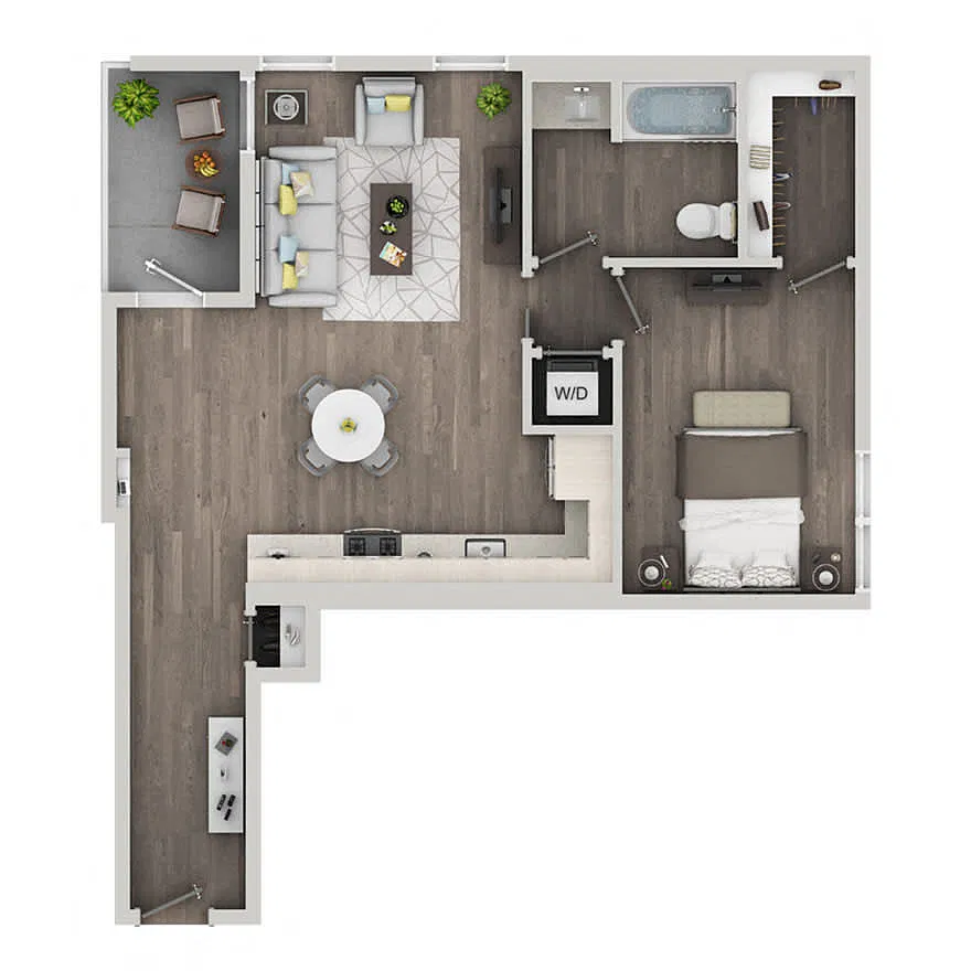 Floor plan 1BD, 1BTH G