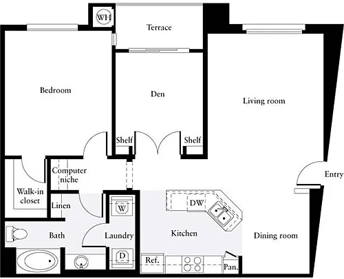 Floor plan 1 Bedroom E