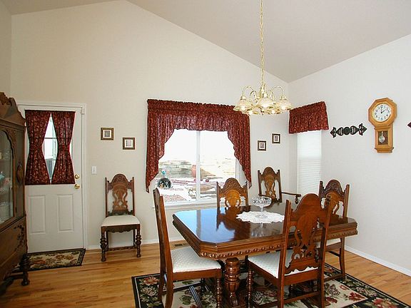 The spacious dining room includes a walkout