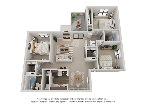 Floor plan 3 Bedroom 2 Bathroom