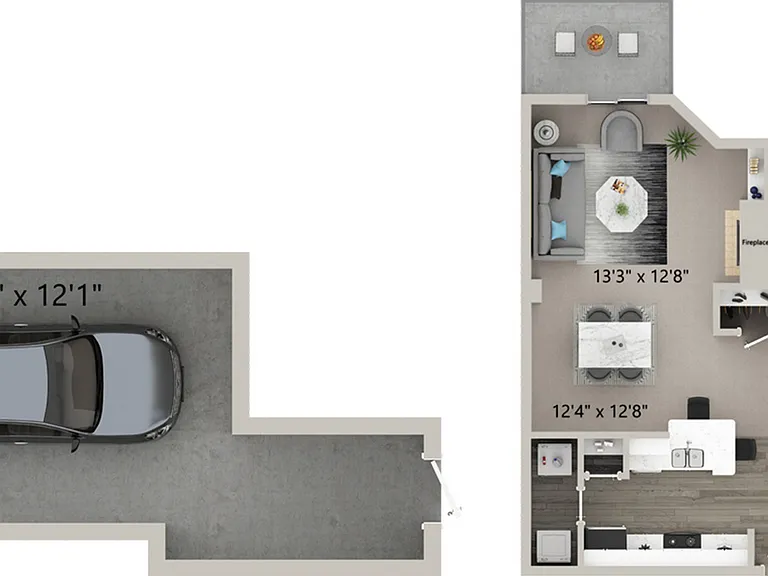 1x1 855 sqft - A3 Garage 1x1 855 sqft - A3 Garage