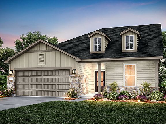 The Emory, a one-story home with 2-car garage, shown with Home Exterior 41