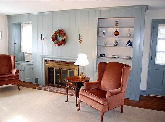 Built-in bookcase and window seat add to the charm