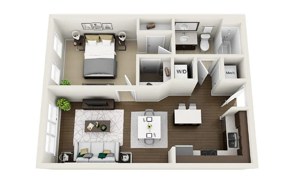 Floor plan 1A6R - Phase 1 Renovated