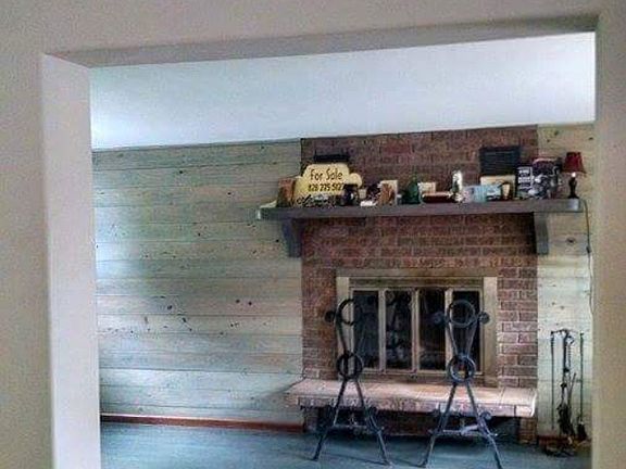 Den fireplace w/cypress. 
