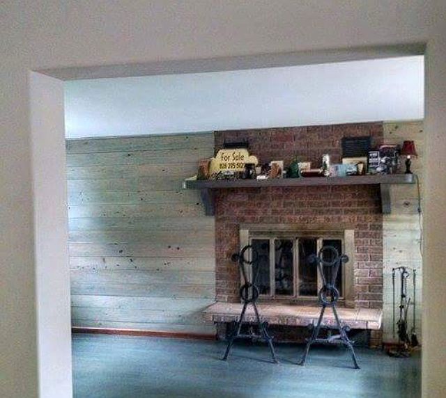 Den fireplace w/cypress. 