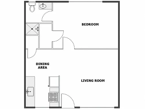 Floor plan 1 Bed / 1 Bath: Type E