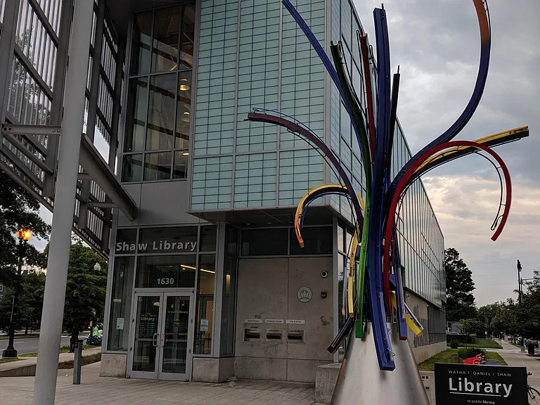 Several library branches a short walk away, Shaw pictured.
Northwest One and the main branch, Martin Luther King all very close.
Or you could even walk to the Library of Congress.