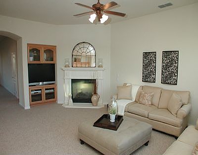 18x12 Spacious Family Room w/Media Niche & Cast Fireplace