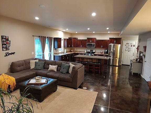 Open living room to kitchen