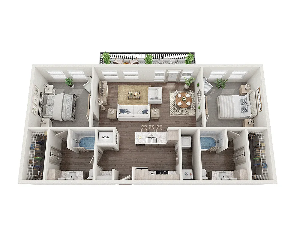 Floor plan Two Bedroom B2I