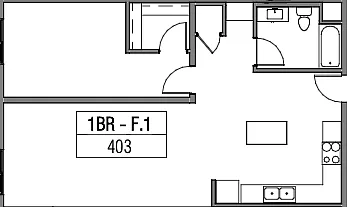 Floor plan 1 Bedroom, 1 Bathroom