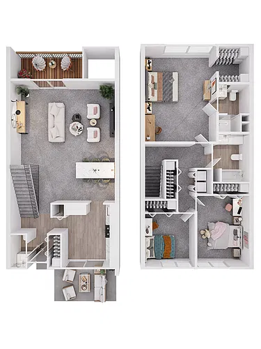 Floor plan 3 Bedroom Townhome 2 Level