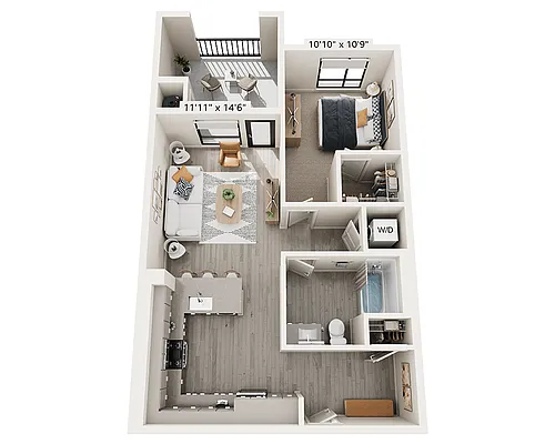 Floor plan One Bedroom A1C