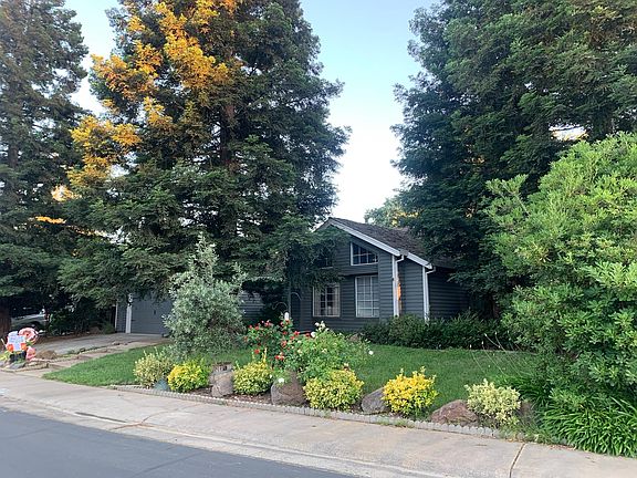 Front of the house: Offers privacy under the red woods, olive tree, roses. Lawn Maintenance included. HOA