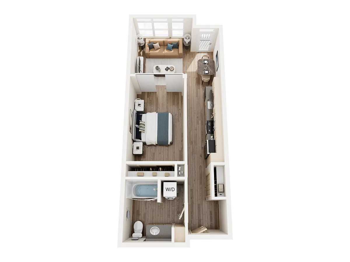 Floor plan Open One Bedroom