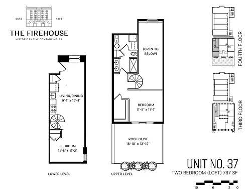 Floor plan 1 Bedroom w Roofdeck
