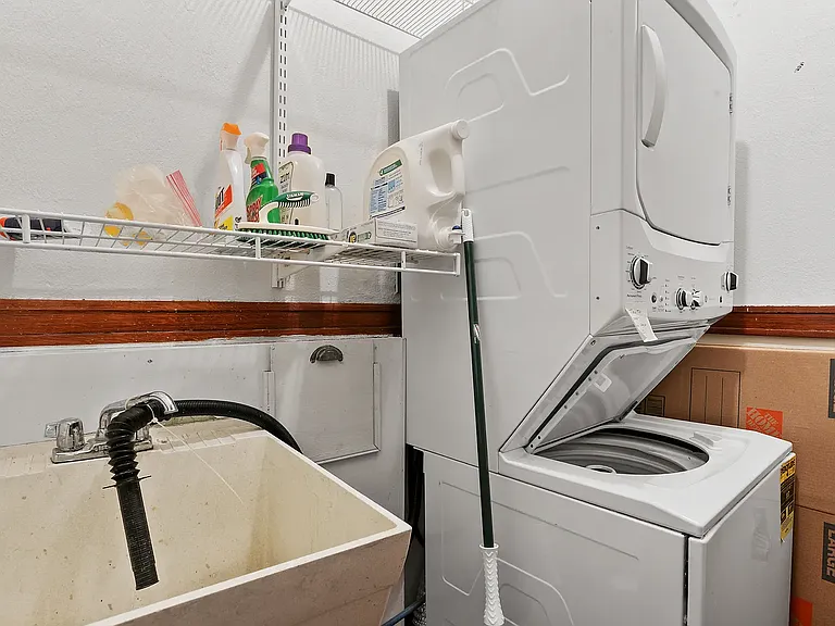 Right outside our unit is our hallway storage closet with your won standing W&D, so no need to use the basement.