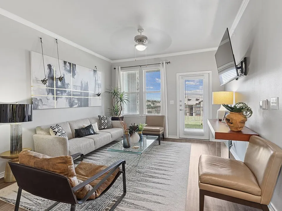 Living room with hard surface flooring