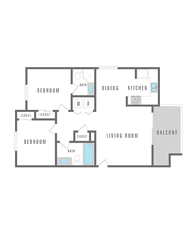 Floor plan 2 Bedroom 2 Bath