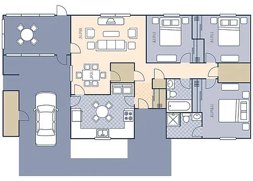 Floor plan MenRiv A and B 1276 Unrenovated
