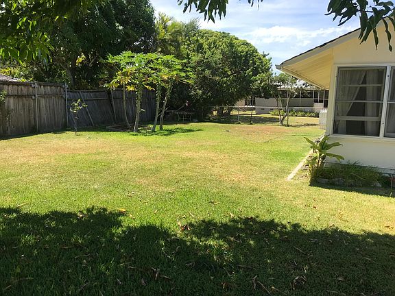 Fenced back yard.