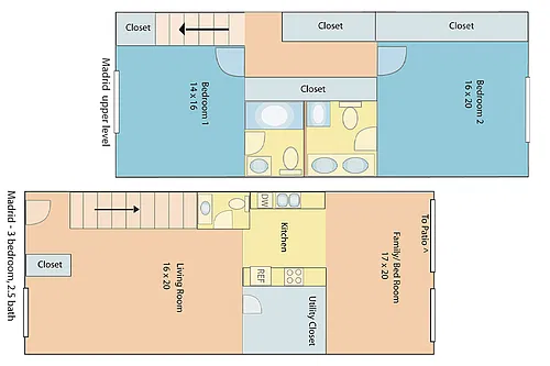 Floor plan 3 bed Townhouse 2k sq ft