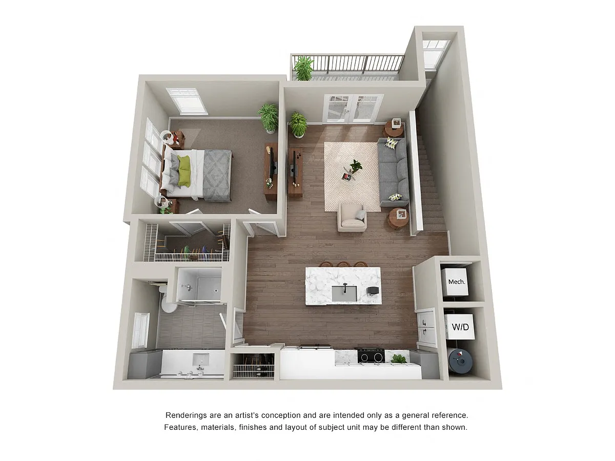 Floor plan Standard 1 Bedroom, 1 Bathroom