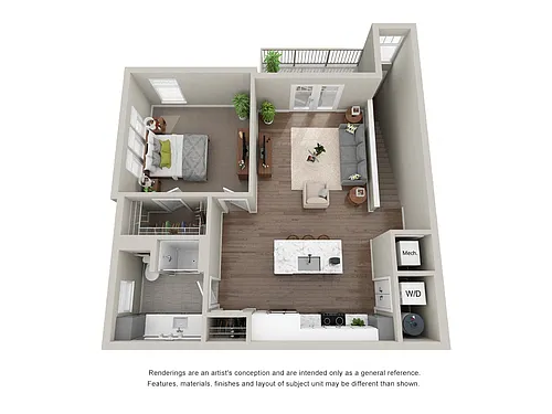 Floor plan Standard 1 Bedroom, 1 Bathroom