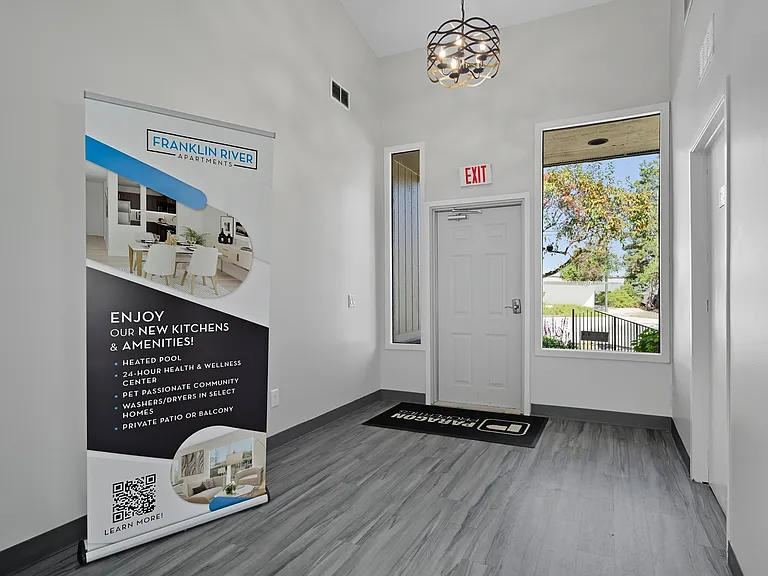 Entryway of clubhouse at Franklin River Apartments in Southfield, MI