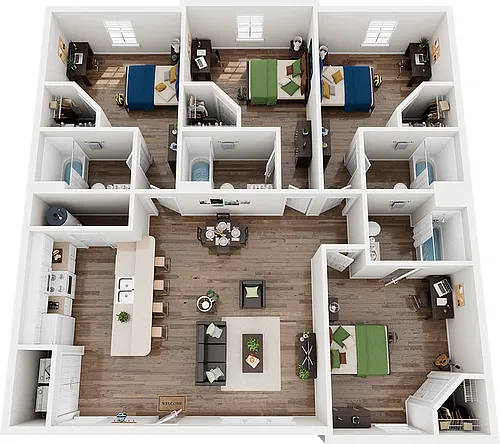 Floor plan 4 Bed x 4 Bath Cottage